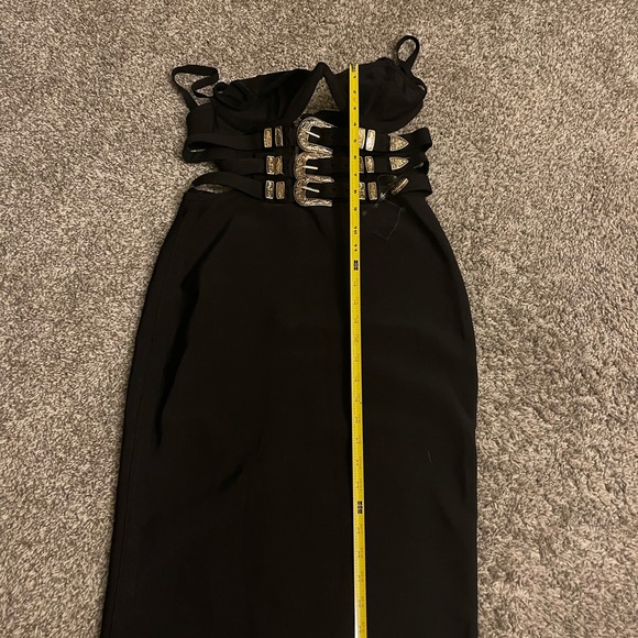 HOUSE OF CB 'Kia' Black Bandage Belted Dress L US 8-10/PN801 - Picture 7 of 10